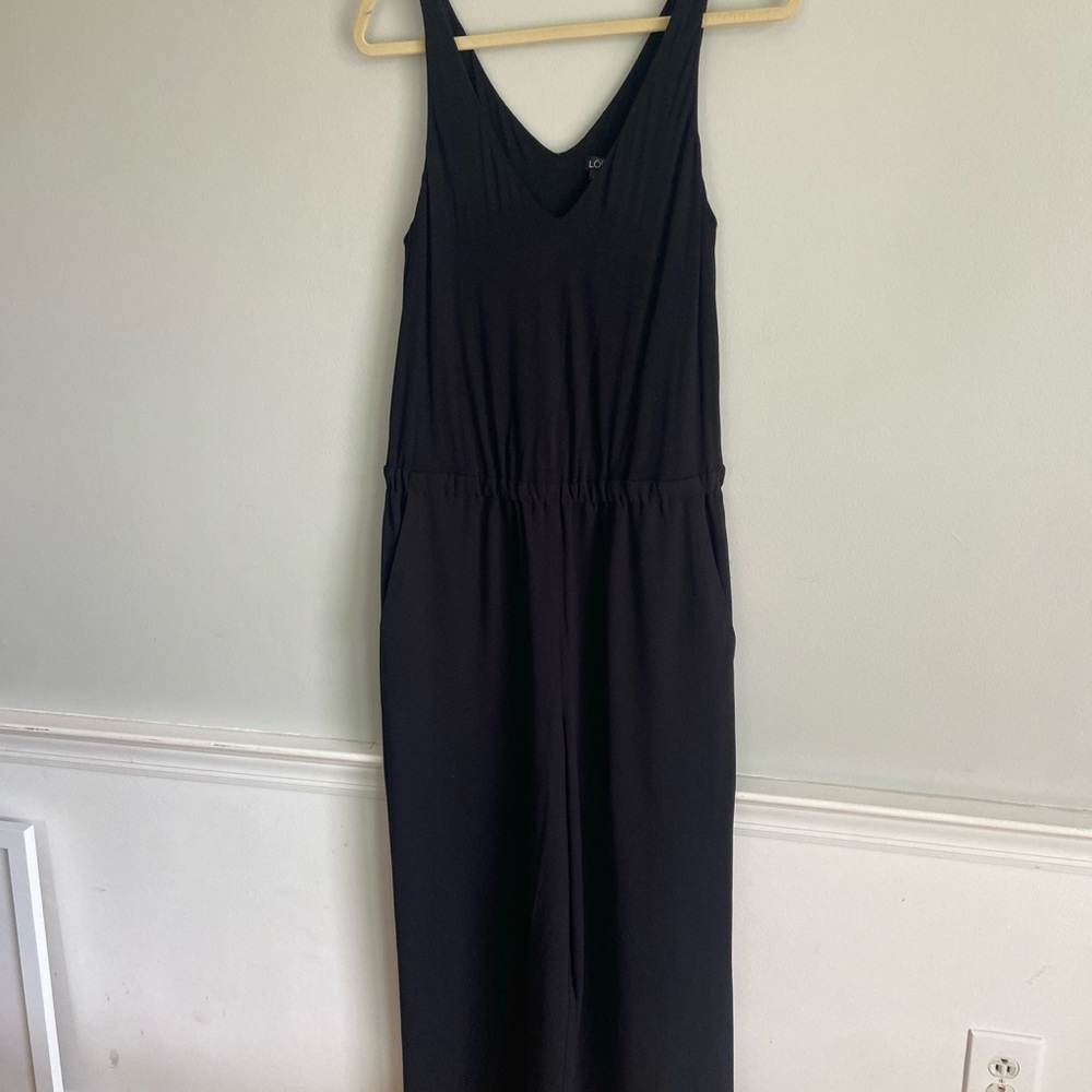 LOFT Black Jumpsuit With Vneck pockets